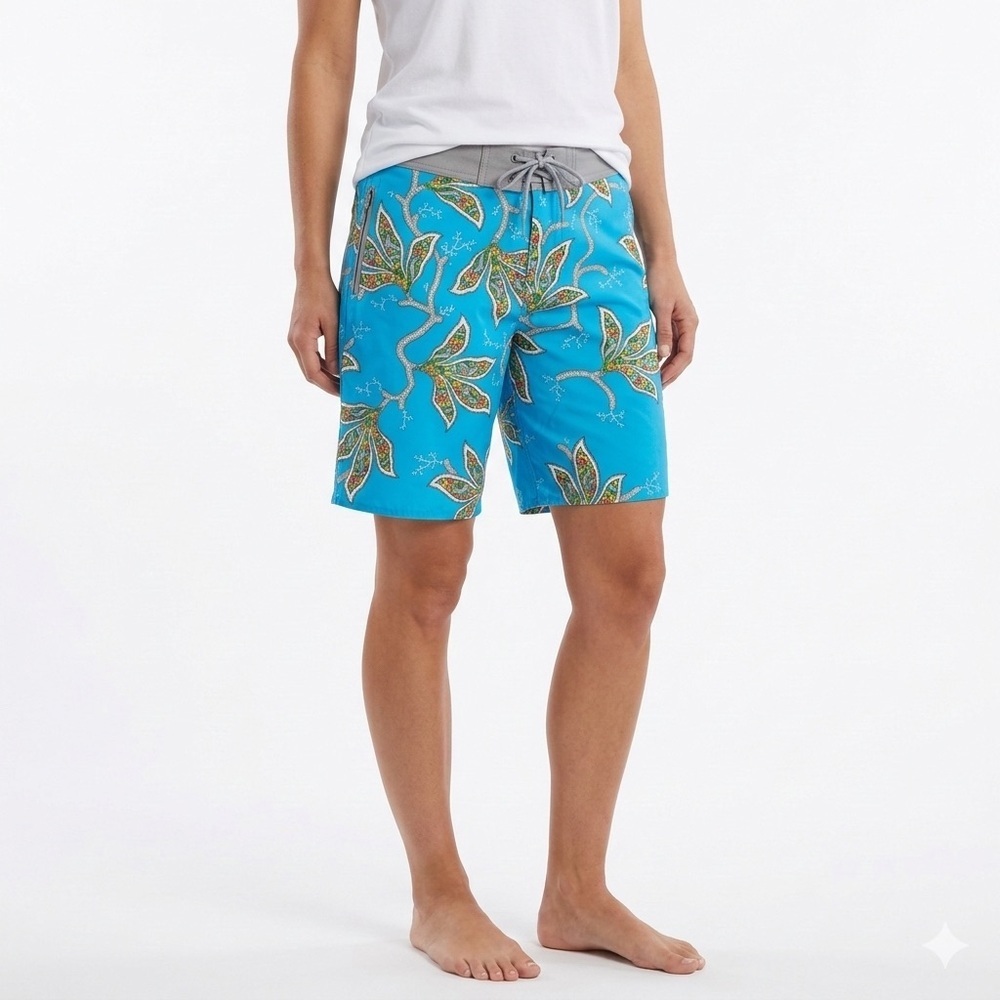 Old Bull Lee Mens Get Them Wet Board Shorts Coral Paisley Print 33